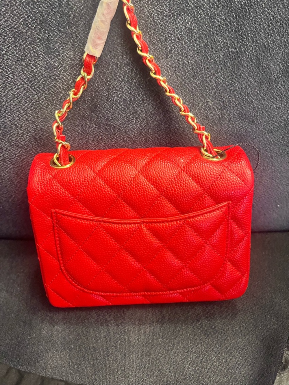 Chanel Quilted Mini Flap Bag in Bright Red leather - Picture 4 of 9